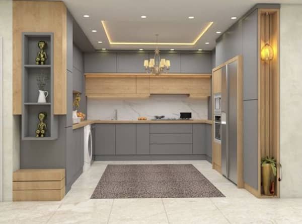 زیباترین مدل کابینت های گلاس جدید و سفید طوسی طرح دار