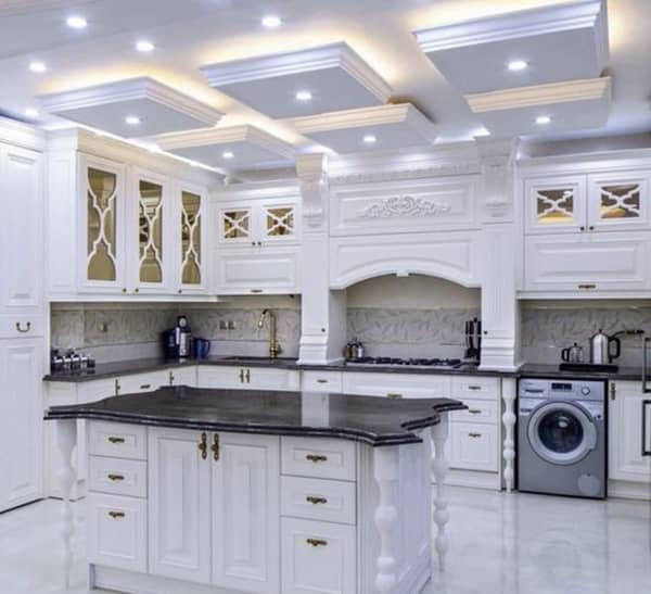 زیباترین مدل کابینت های گلاس جدید و سفید طوسی طرح دار