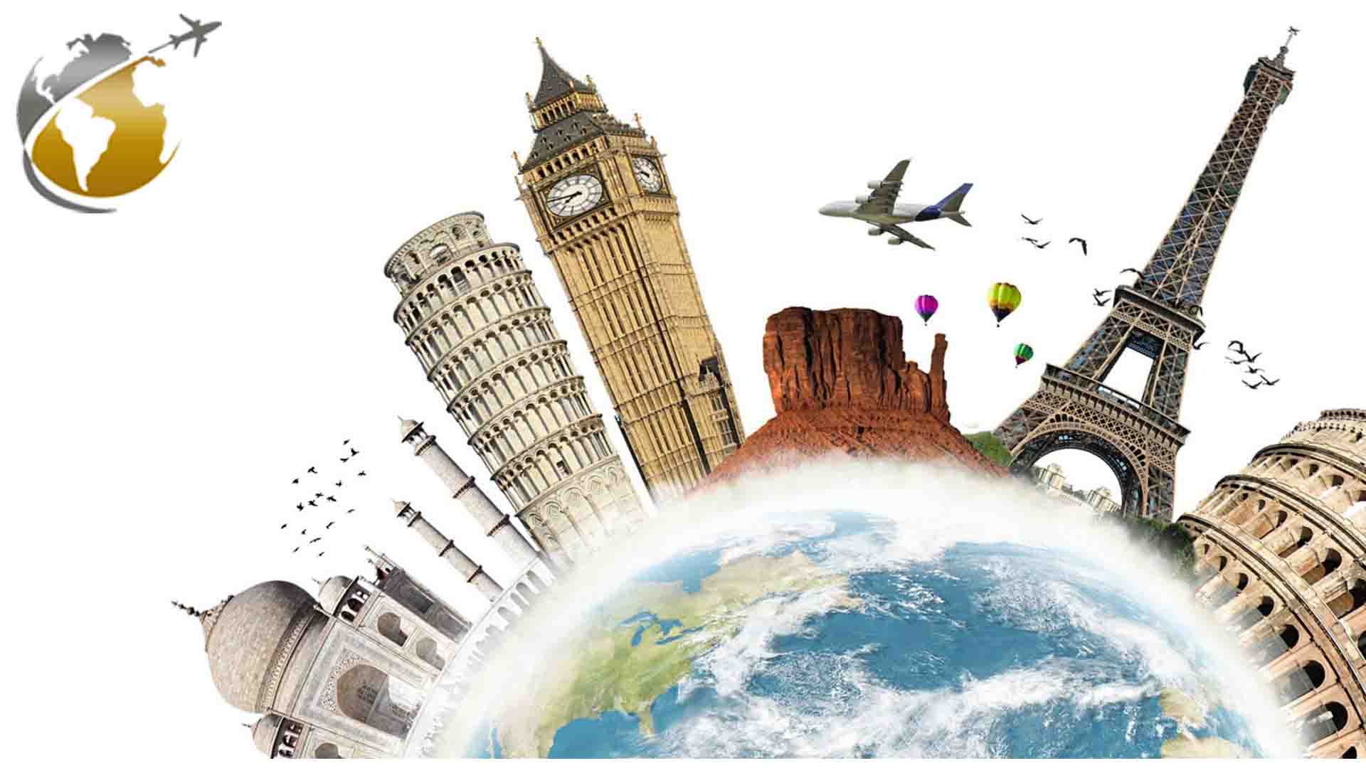 A close-up of a globe with famous monumentsAI-generated content may be incorrect.